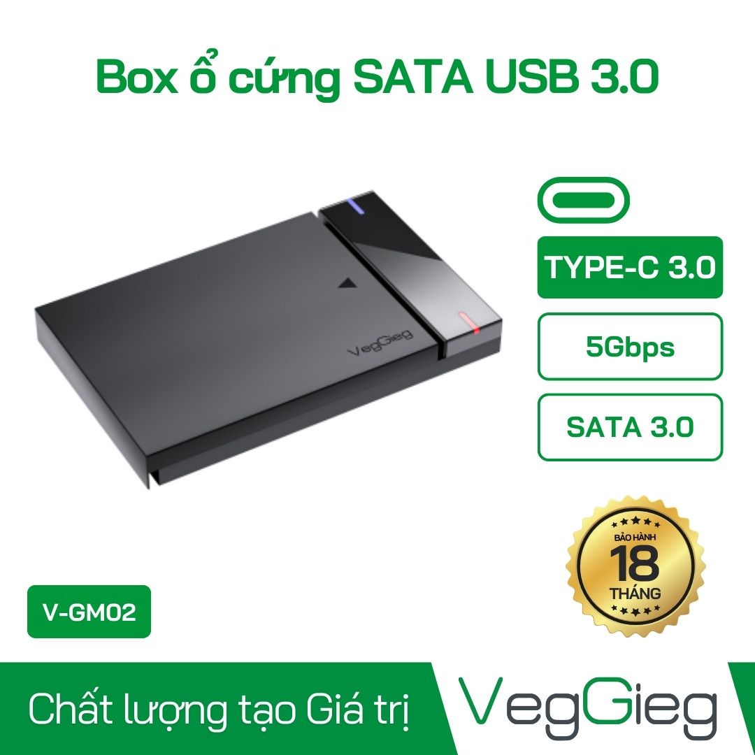 Hộp box 3.0 USB Type-C 10Gb Sata 3 2.5'' V-GM02 Veggieg